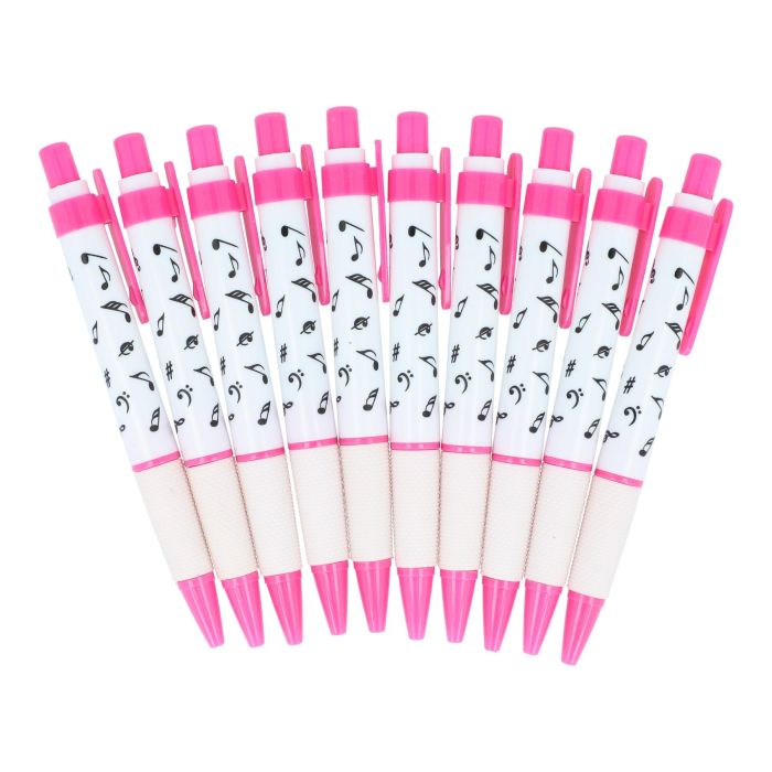 Penna a sfera bianca con note musicali pink main product photo