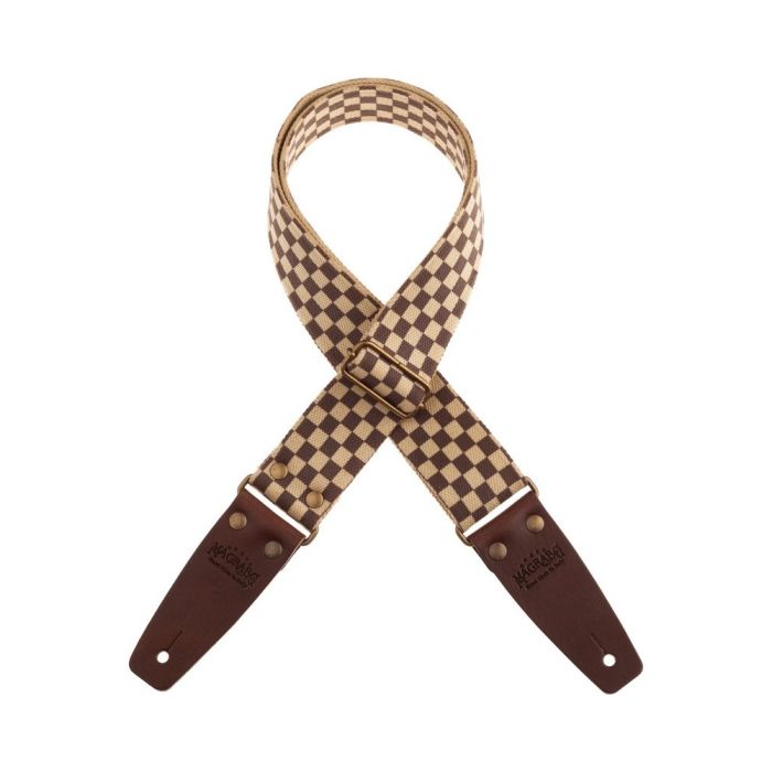Tracolla chitarra Magrabo' SC Retrò Chess terminali marroni fibbia ottone 5 cm main product photo