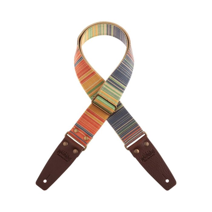 Tracolla chitarra Magrabo' SC Retrò Rainbow terminali marroni fibbia ottone 5 cm main product photo