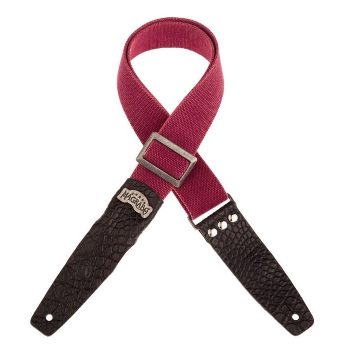 Magrabo' Tracolla chitarra Stripe SC cotone lavato bordeaux terminali Cocco pros fibbia argento 5cm main product photo