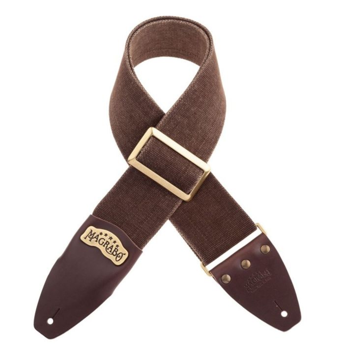 Magrabo' Tracolla chitarra Stripe SC cotone lavato marrone fibbia recta ottone 8cm main product photo