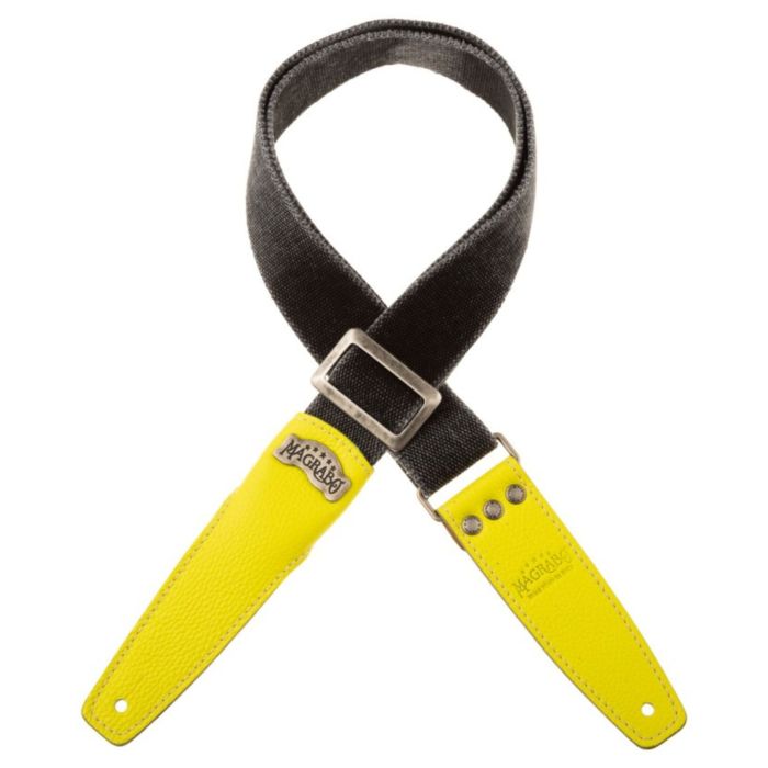 Magrabo' Tracolla chitarra Stripe SS cotone lavato nero terminali lime pros fibbia argento 5cm main product photo
