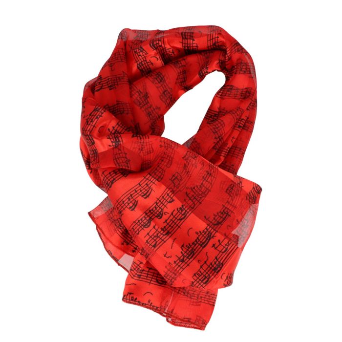 Foulard Musikboutique rosso con note 35x150cm main product photo