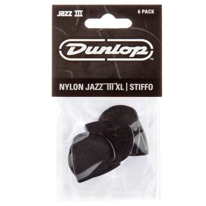 Dunlop 47PXLS Nylon Jazz III Blister plettri 6pz XL black stiffo main product photo