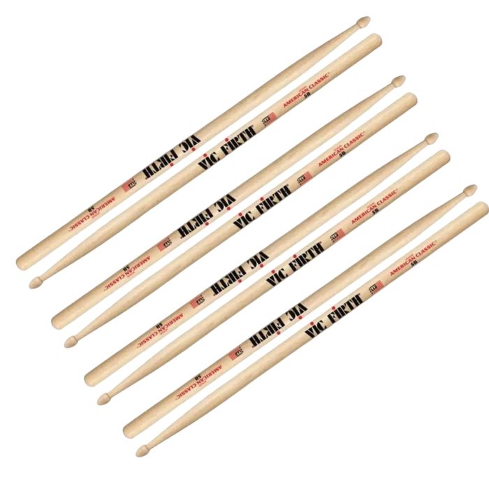 Bacchette Vic Firth American Classic 5B Hickory Punta Legno Goccia 4 paia main product photo