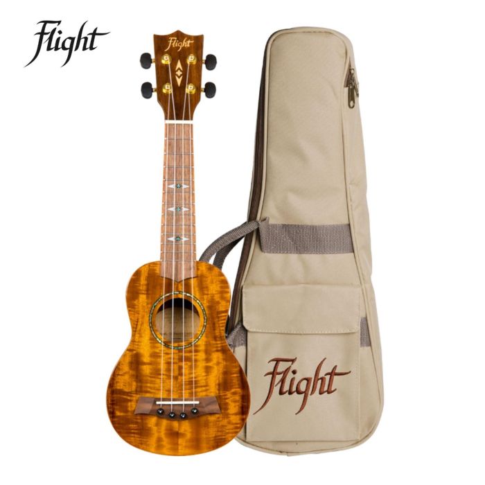 Flight DUS445 acacia Ukulele soprano con borsa main product photo