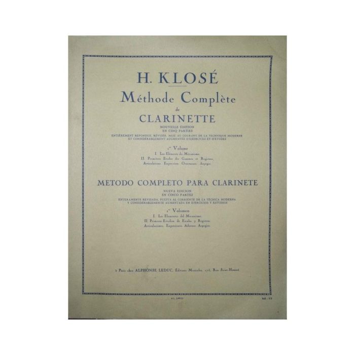 H.E.Klose Metodo Completo Clarinetto Vol.1 main product photo