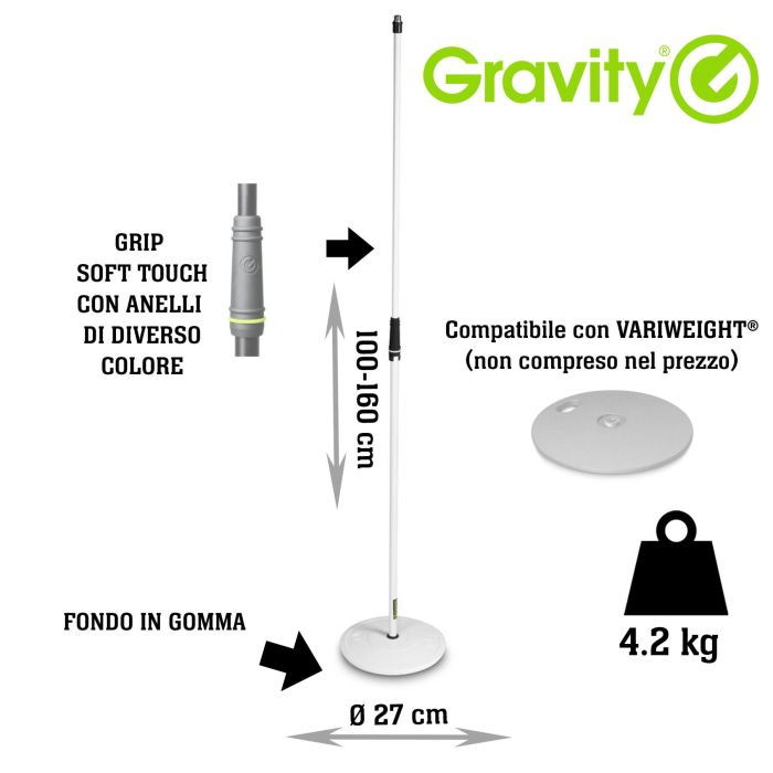 Asta Microfono dritta Gravity MS 23 WHITE main product photo