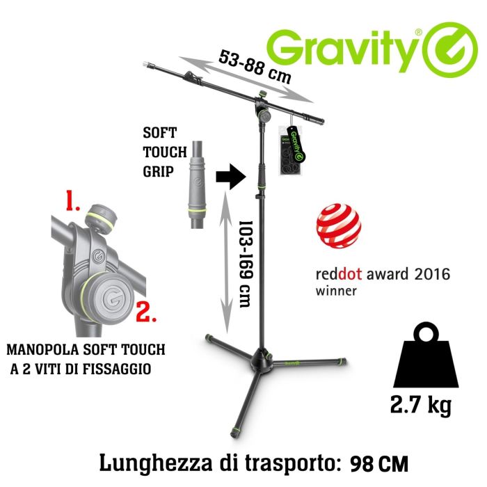 Asta Microfono giraffa Gravity MS 4322 B main product photo