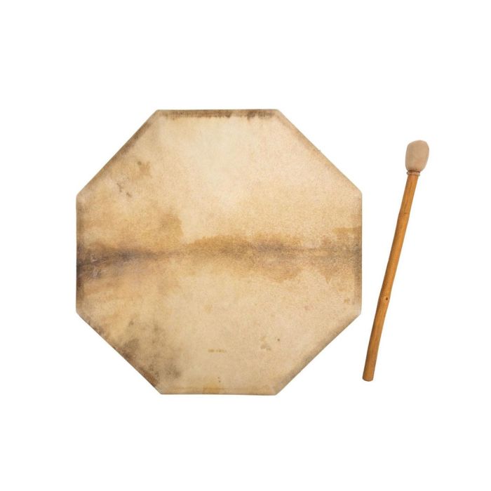 Shaman Drum 50cm Terre' pelle capra ottagonale con battente main product photo