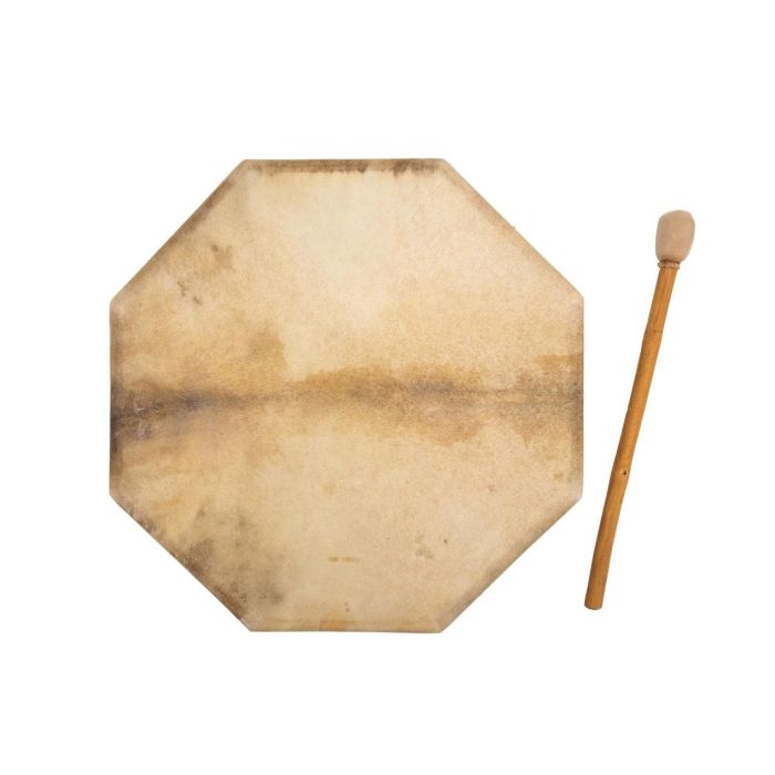 Shaman Drum 60cm Terre' pelle capra ottagonale con battente main product photo