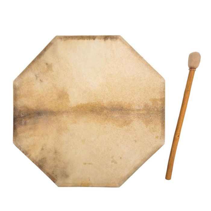 Shaman Drum 70cm Terre' pelle capra ottagonale con battente main product photo