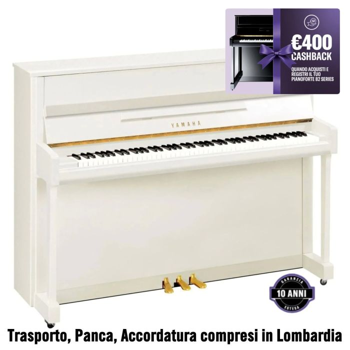 Yamaha B2 Pianoforte Verticale bianco lucido main product photo