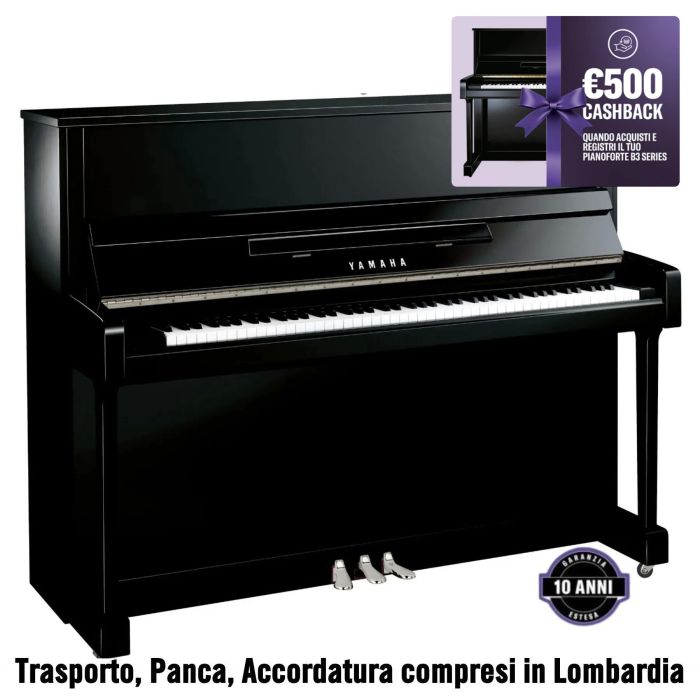 Yamaha B3 Pianoforte Verticale nero lucido main product photo