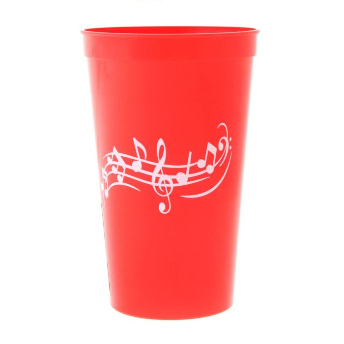 Bicchiere plastica AimGifts rosso con spartito bianco 650 ml main product photo