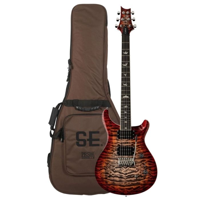 PRS SE Custom 24-08 Quilt Chitarra Elettrica charcoal cherry burst con borsa main product photo