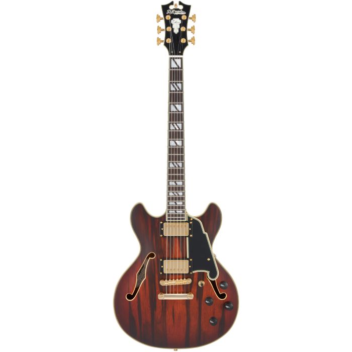 D'Angelico Deluxe Mini DC satin brown burst main product photo