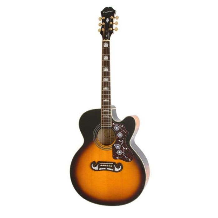 Chitarra Acustica elettrificata mancina Epiphone J-200 EC Studio vintage sunburst main product photo