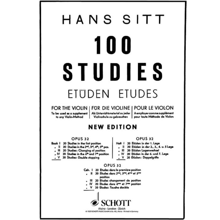 Sitt 100 Studi Op.32 v. 5 main product photo