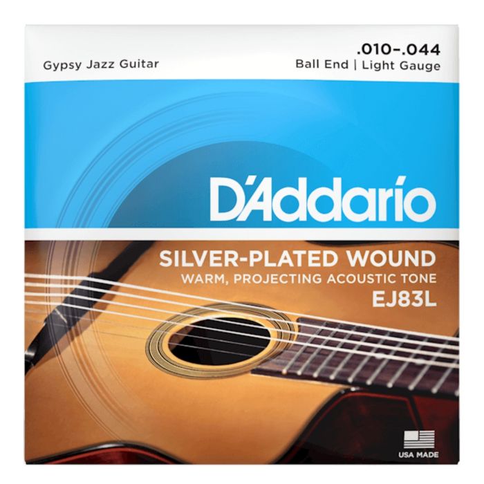 Corde acustica D'Addario EJ83L silver plated gypsy jazz ball end 10-44 main product photo