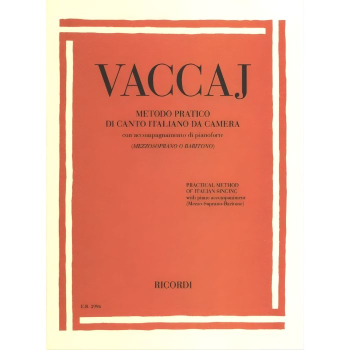 Vaccaj Metodo pratico di canto italiano da camera mezzo Soprano/Baritono main product photo
