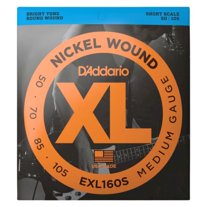 Corde Basso Elettrico D`Addario EXL160S nickel wound short scale medium 50-105 main product photo