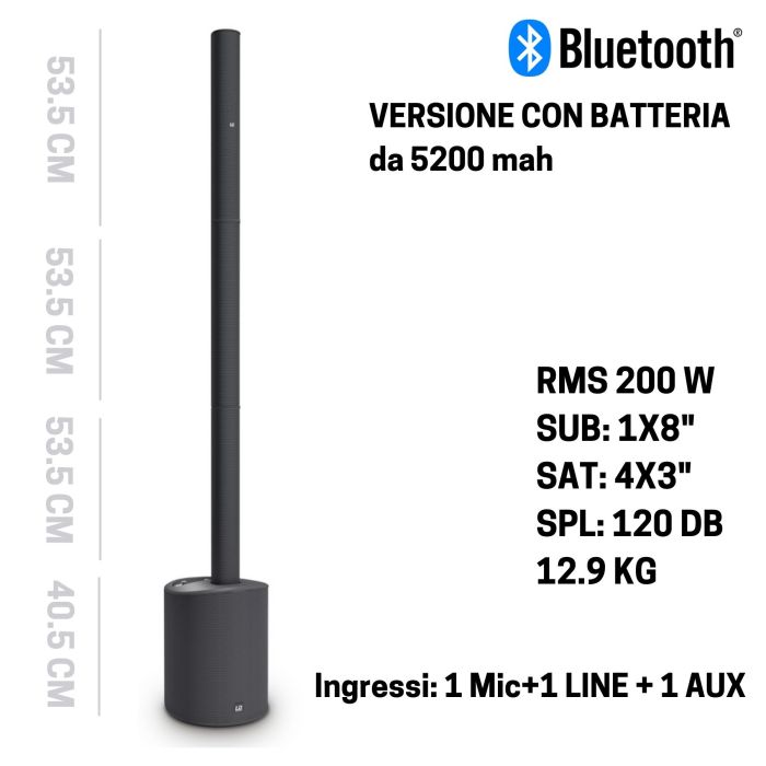 LD Systems MAUI5 GO nero con batteria ricaricabile main product photo