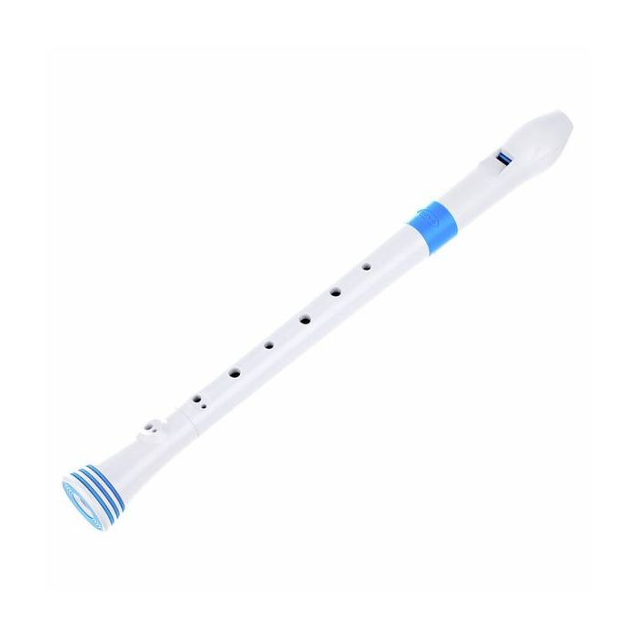 Flauto Dolce soprano Nuvo white/blue diteggiatura barocca main product photo