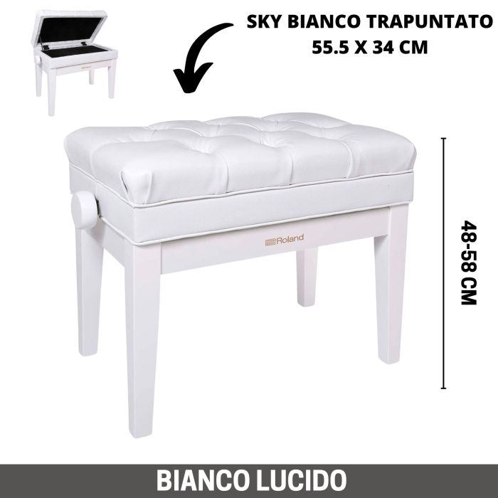 Panca alzabile bianco lucido Roland RPB-500PW seduta sky bianco main product photo