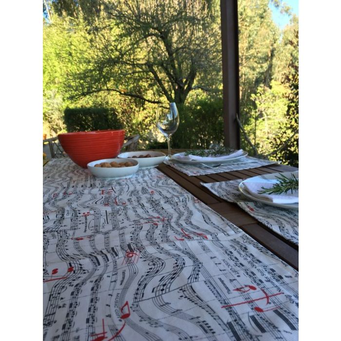 Tovaglietta runner white spartiti cotone 35x150 cm MusicGift main product photo