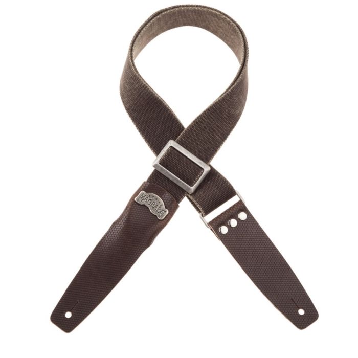 Tracolla chitarra Magrabo' Stripe SC cotone lavato marrone fibbia argento 5cm main product photo