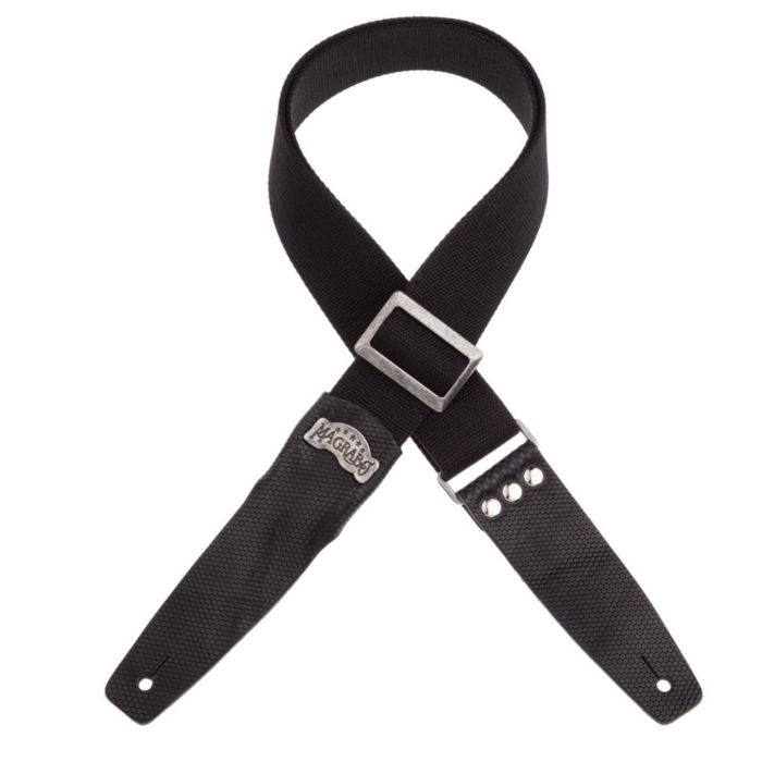Magrabo' Tracolla chitarra Stripe SC cotone nero fibbia argento 5cm main product photo