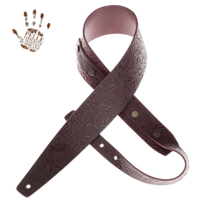 Tracolla chitarra Magrabò Buttons bc embossed flores bordeaux 7cm main product photo