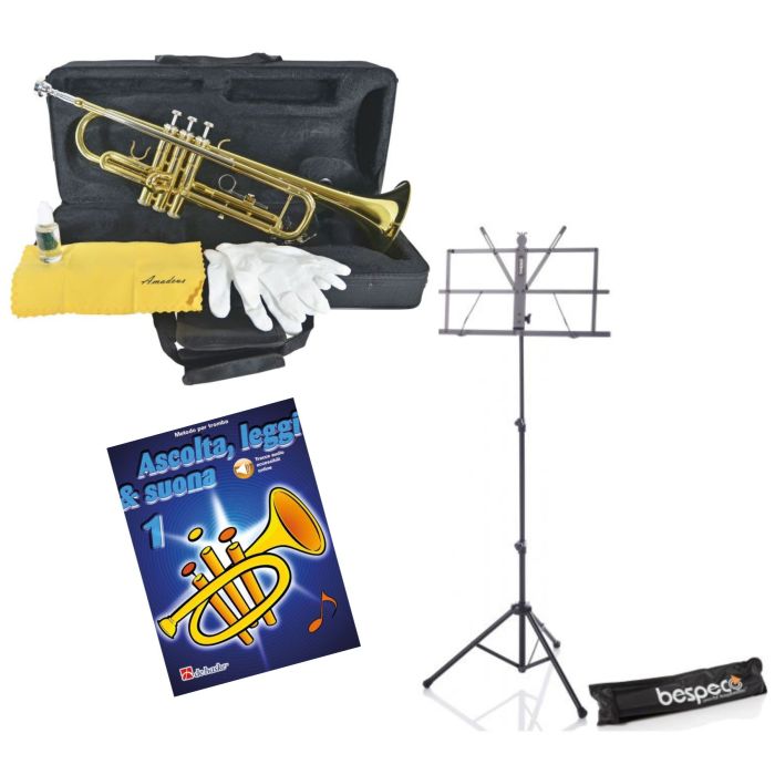 KIT Tromba Amadeus TR600 sib laccata con astuccio + Leggio BP01X + metodo main product photo