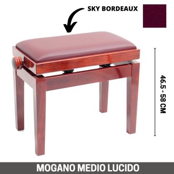 Panca alzabile CGM Export mogano medio lucido seduta skay bordeaux made in Italy Panca alzabile CGM Export mogano medio lucido seduta skay bordeaux made in Italy