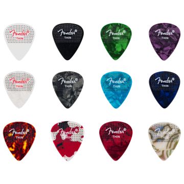 Blister plettri Fender 351 dotted celluloid thin 12pz
