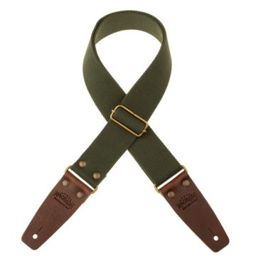 Magrabo' Tracolla chitarra Stripe SC Entry verde terminali marrone scuro fibbia ottone 5cm