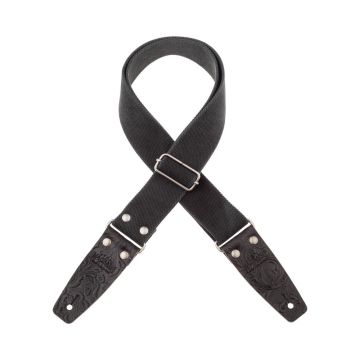 Tracolla chitarra Magrabo' SC Entry Olded nero terminali embossed flores nero fibbia argento an 5 cm Tracolla chitarra Magrabo' SC Entry Olded nero terminali embossed flores nero fibbia argento an 5 cm