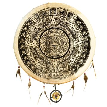 Shaman Drum 50cm Terre' pelle capra con battente serigrafia Maya Shaman Drum 50cm Terre' pelle capra con battente serigrafia Maya