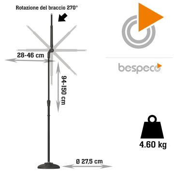Asta Microfono dritta Bespeco MS16 4,6kg