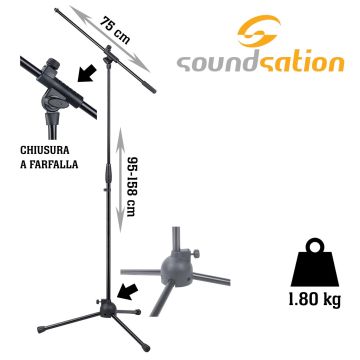 Soundsation SMICS-70-BK asta microfonica a giraffa Soundsation SMICS-70-BK asta microfonica a giraffa
