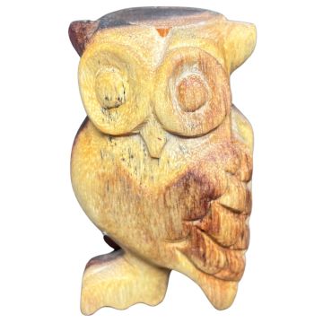 Richiamo Gufo in legno intagliato H 10cm 