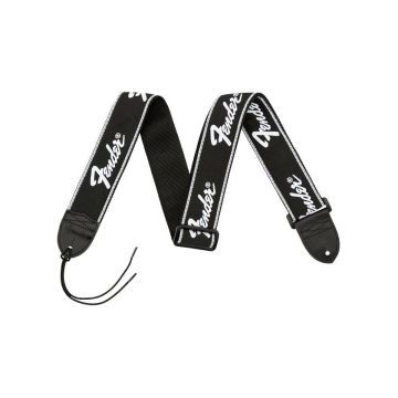 Tracolla Fender running logo black whit  white logo