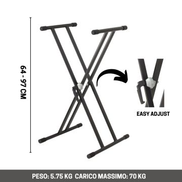 Supporto Tastiera Soundsation regolabile black KS-25 Supporto Tastiera Soundsation regolabile black KS-25