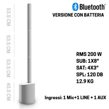 LD Systems MAUI5 GO Bianco con batteria ricaricabile LD Systems MAUI5 GO Bianco con batteria ricaricabile
