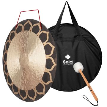 Sela SEGO40WIL Wind Gong 40" bronzo con battente e borsa fiori di loto
