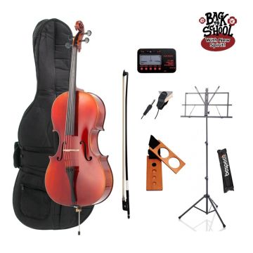 Kit Violoncello 4/4 Yibo C con poggiapuntale, leggio, accordatore e pickup